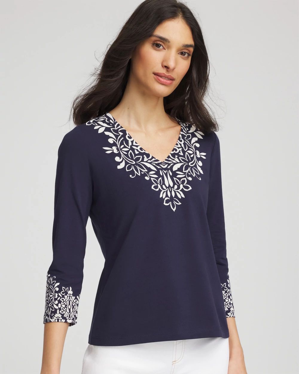 Chic Scroll 3/4 Sleeve Perfect Tee | Chico's